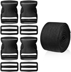 WXJ13 4 Piece 2 Inches Plastic Buckles Flat Side Release Buckles and Triclads with One Spool 5 Yards 2 Inch Wide Polypropylene Webbing